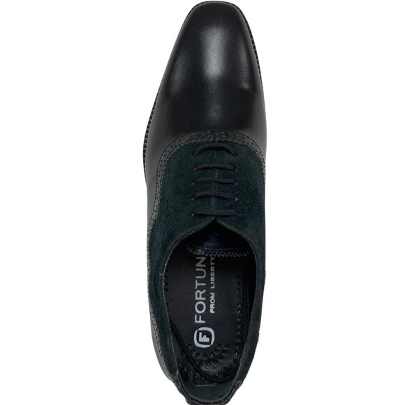 LIBERTYZENO Mens Formal Genuine Leather And Suede Black Oxford Dress Shoes main image 6
